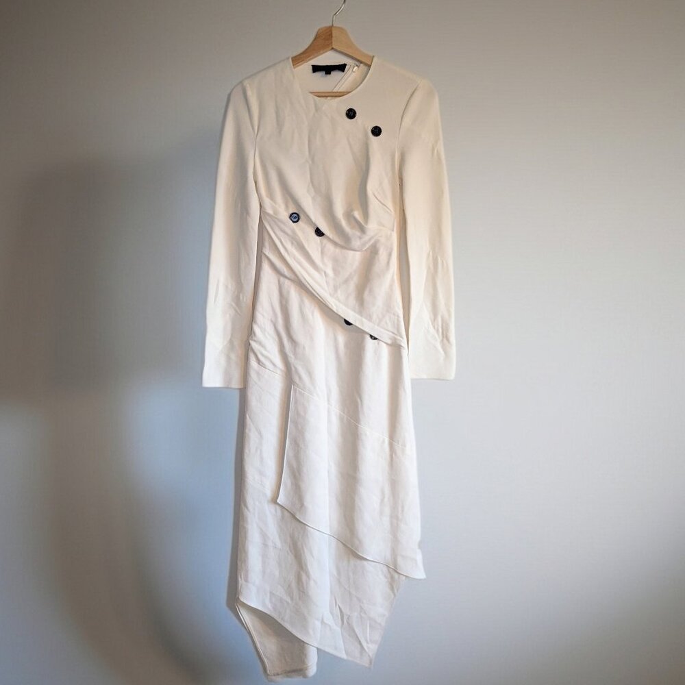 PROENZA SCHOULER White Satin Sable Midi Dress MSRP $2650 Like new! Size 0 *RARE*